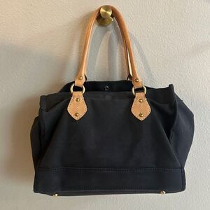 J. Crew | vintage linen leather trim bag summer Boston bag tote daily bag
